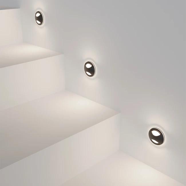 Подсветка ступеней Steps S1702. Круглый встраиваемый в стену светильник Подсветка ступеней Steps S1702. Круглый встраиваемый в стену светильник