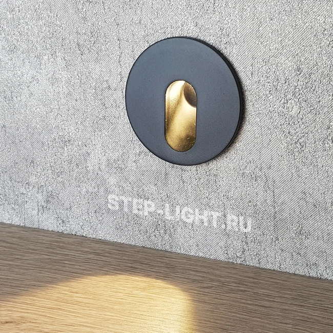 Светильник встраиваемый Steps S1010-BL-WW, круглый, чёрный для лестницы Светильник встраиваемый Steps S1010-BL-WW, круглый, чёрный для лестницы