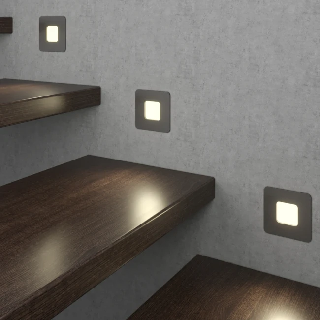 Встраиваемый чёрный светильник Steps S1725-BL-WW, 3000K